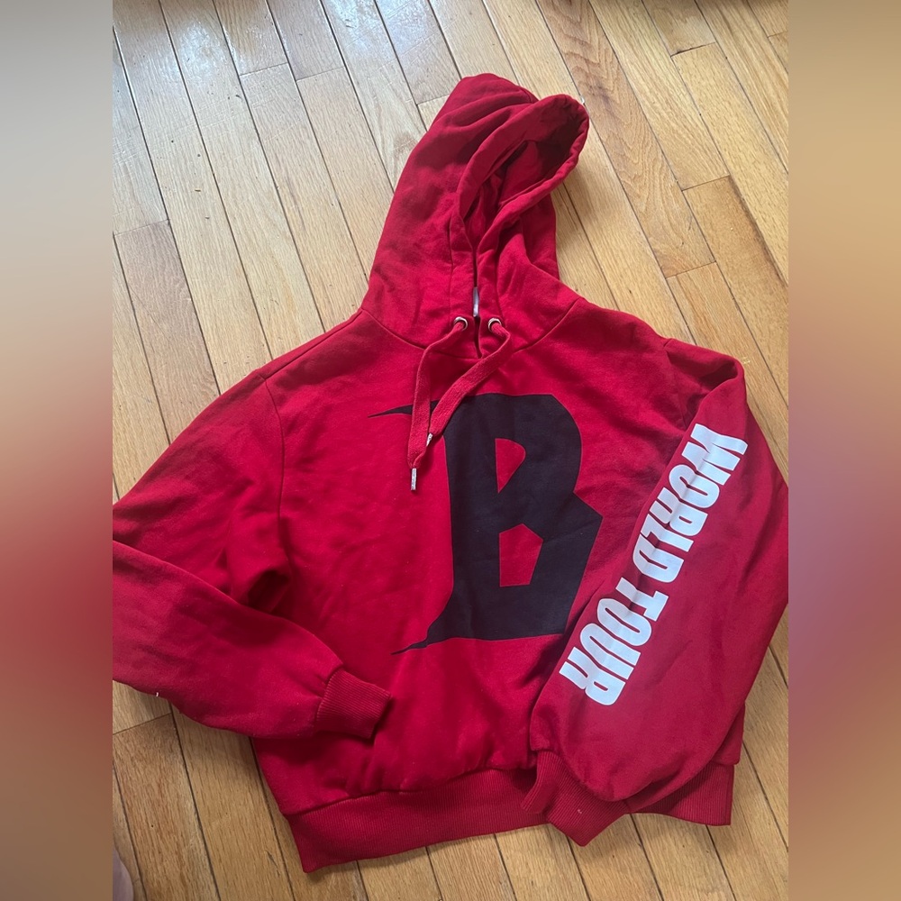 Red Hoodie with Bold Lettering